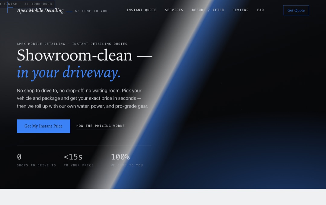 Mobile-detailing site built with the system