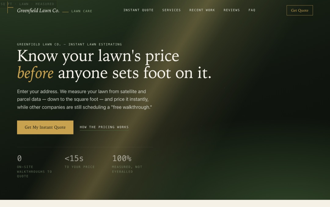 Lawn-care site built with the system